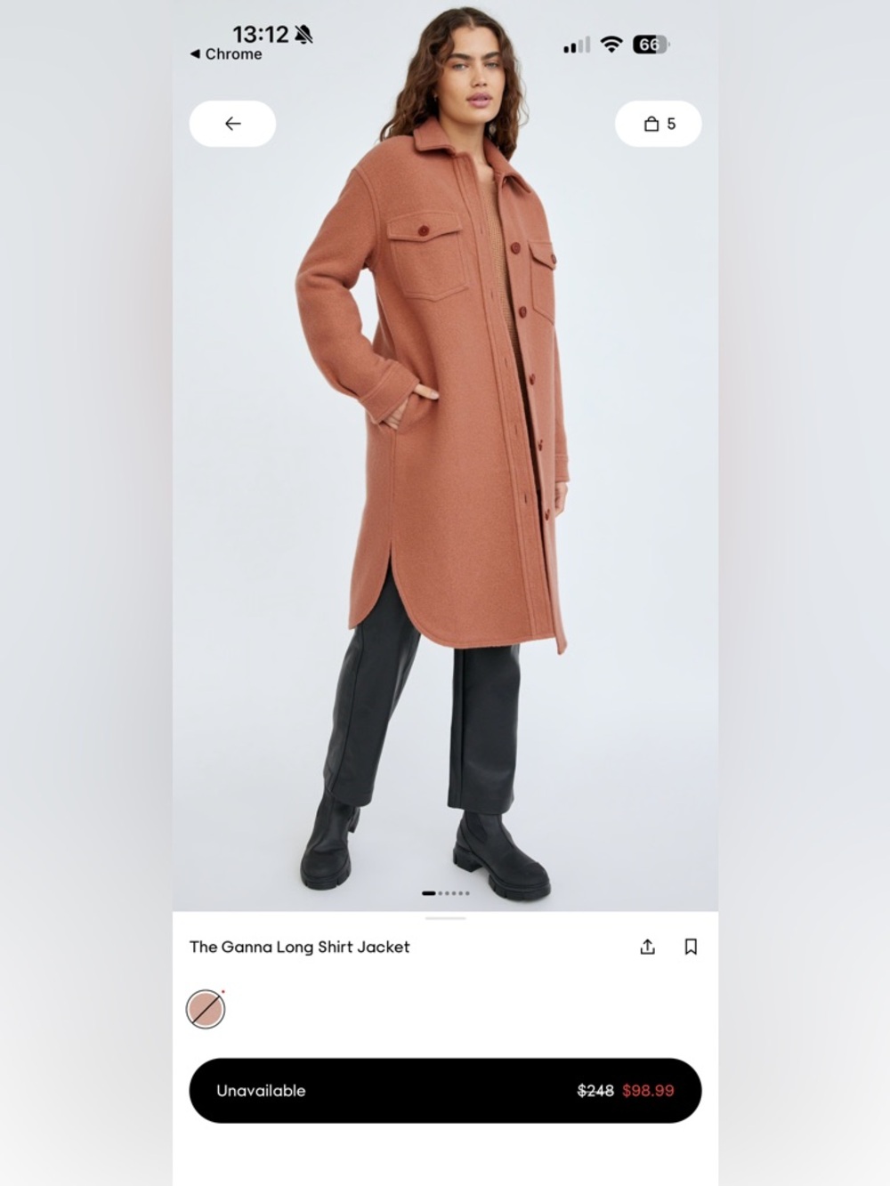Wilfred Free Terracotta Wool Ganna Jacket Long